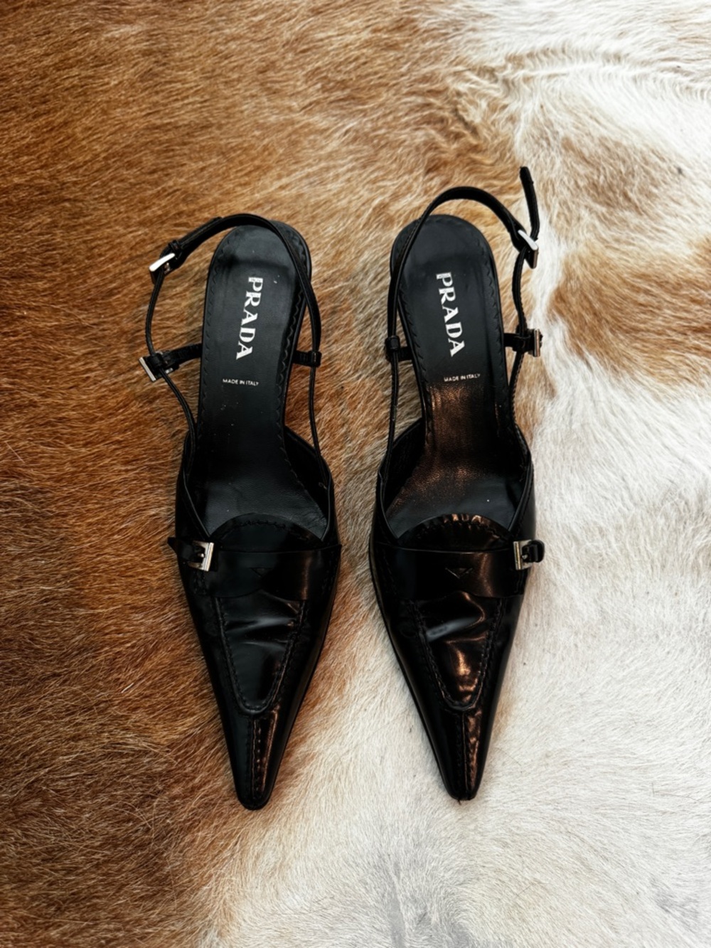 Prada Slingback Heels, size 6.5/37. Restored & resoled. Excellent condition - Picture 2 of 3